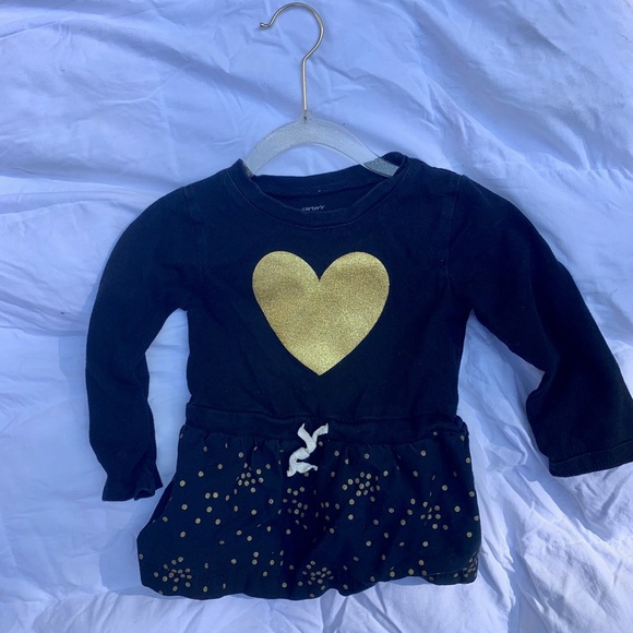BOGO FREE! CARTERS Black and Gold Crew Neck Dress - Picture 2 of 2